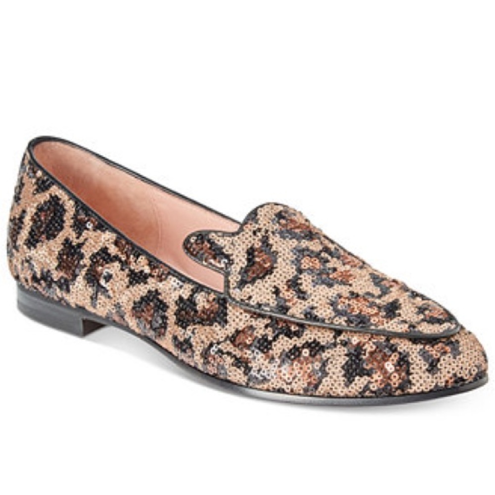 Kate Spade Caty Cape Black Leopard Sequin Loafers
